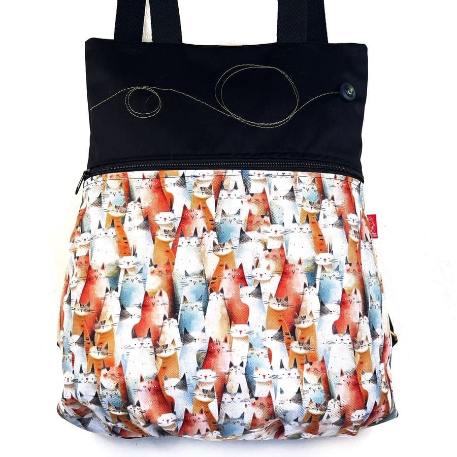 Mochi Bicha Gatos – mochila tela handmade MBC10 1
